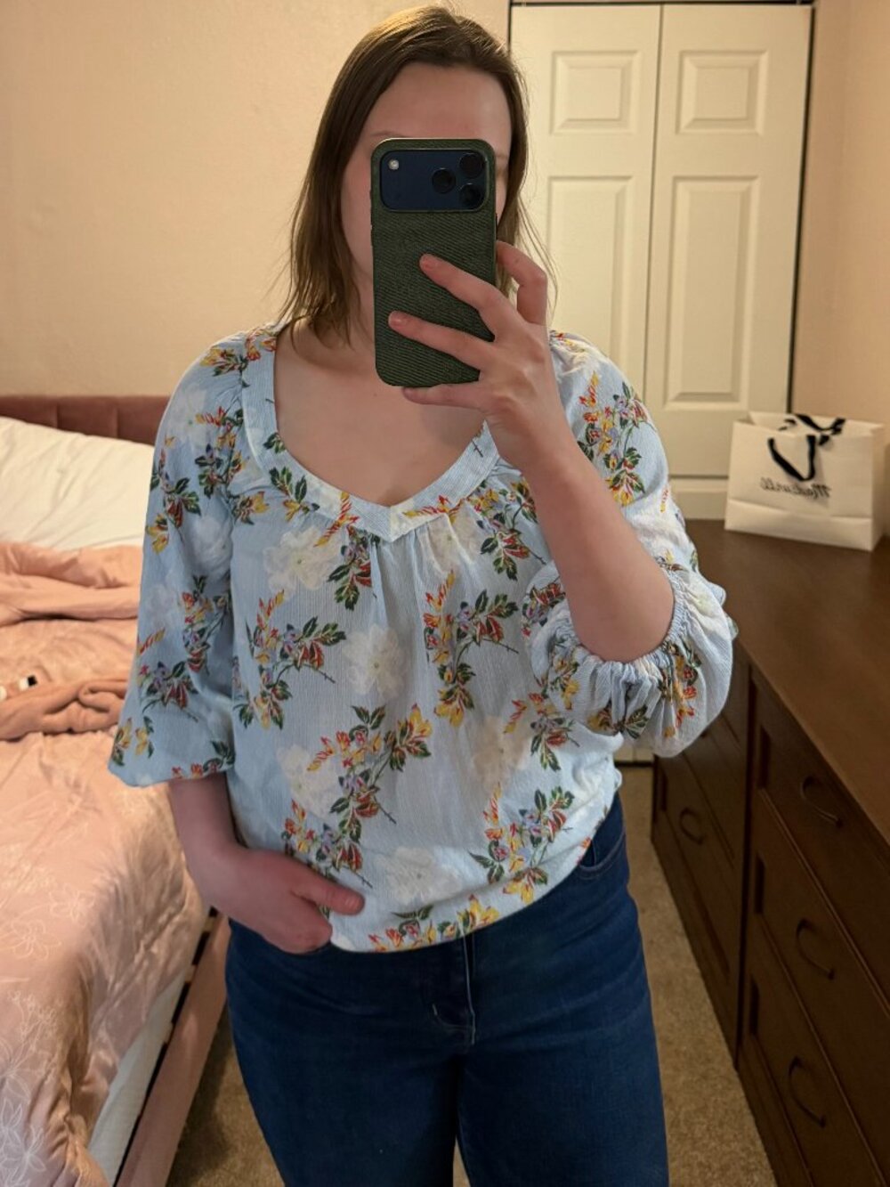 Maeve Anthropologie Flowy Blue Floral Blouse, Size 4